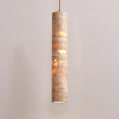 Hanglamp Travertin Cilinder Ø 6 cm Natuursteen Beige Eettafel Kookeiland Bar Verstelbare Hanglamp E27