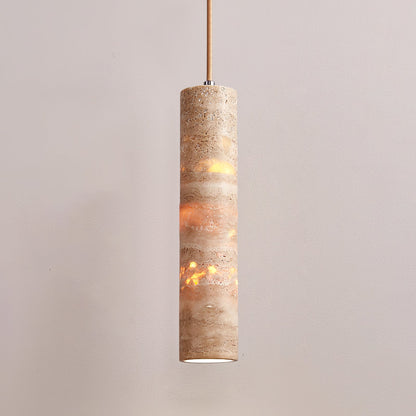 Hanglamp Travertin Cilinder Ø 6 cm Natuursteen Beige Eettafel Kookeiland Bar Verstelbare Hanglamp E27