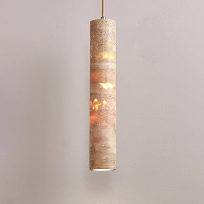 Hanglamp Travertin Cilinder Ø 6 cm Natuursteen Beige Eettafel Kookeiland Bar Verstelbare Hanglamp E27