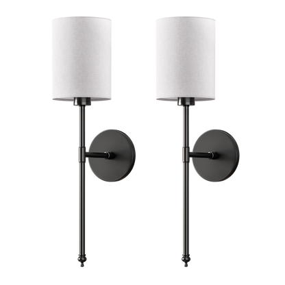 Wandlamp Goud Witte Cilinderkap Set 2 Draadloos Afstandsbediening Dimbaar RGB Slaapkamer