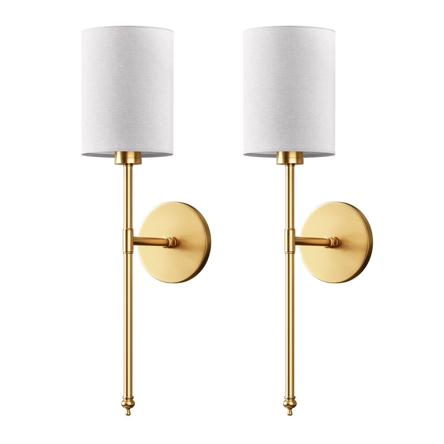 Wandlamp Goud Witte Cilinderkap Set 2 Draadloos Afstandsbediening Dimbaar RGB Slaapkamer