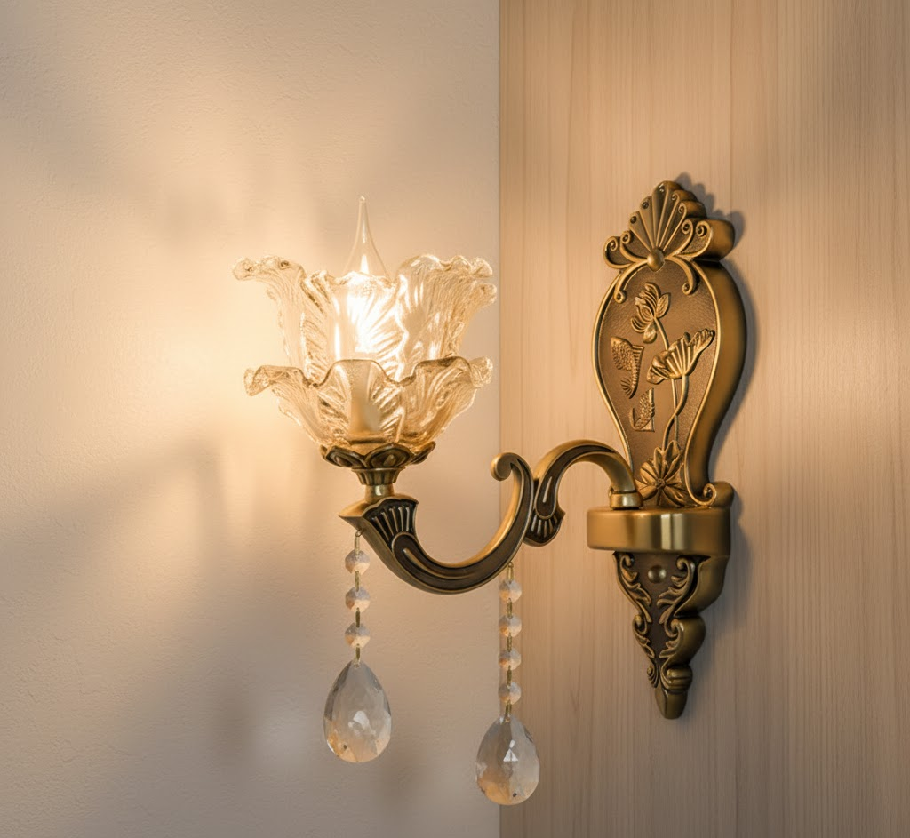 Vintage Wandlamp Goud Glas Dubbele Klassiek Warm Wit Licht Binnenwandlamp E14 Slaapkamer Woonkamer Hal Decoratief Verlichting Muurlamp