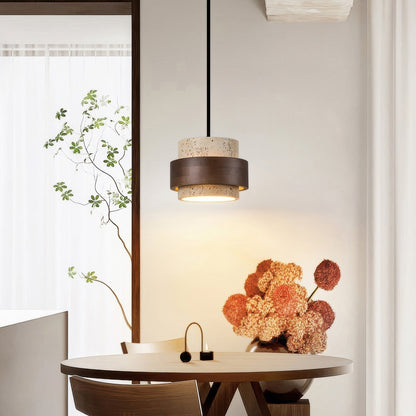 Ascend Retro Stenen Wabi-Sabi Hanglamp Travertijn Hout LED GX53 Eetkamer Verlichting Modern Minimalistisch