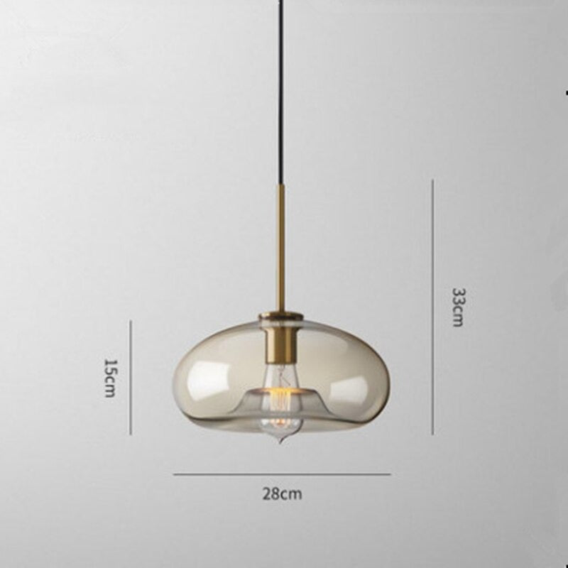 Glazen Hanglamp met Cognackleurige Kap – Stijlvolle Eetkamerverlichting in Verschillende Vormen