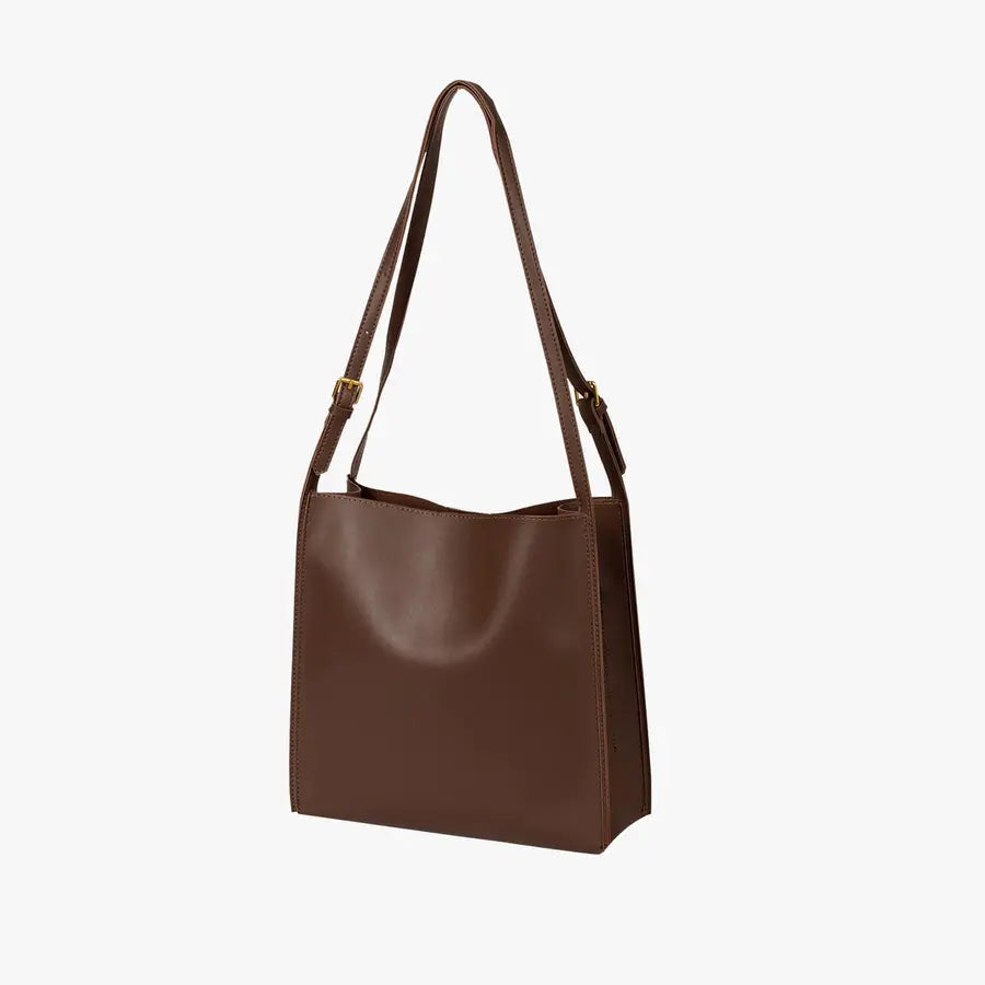 Leren Schoudertas Boxy Model met Dunne Schouderband