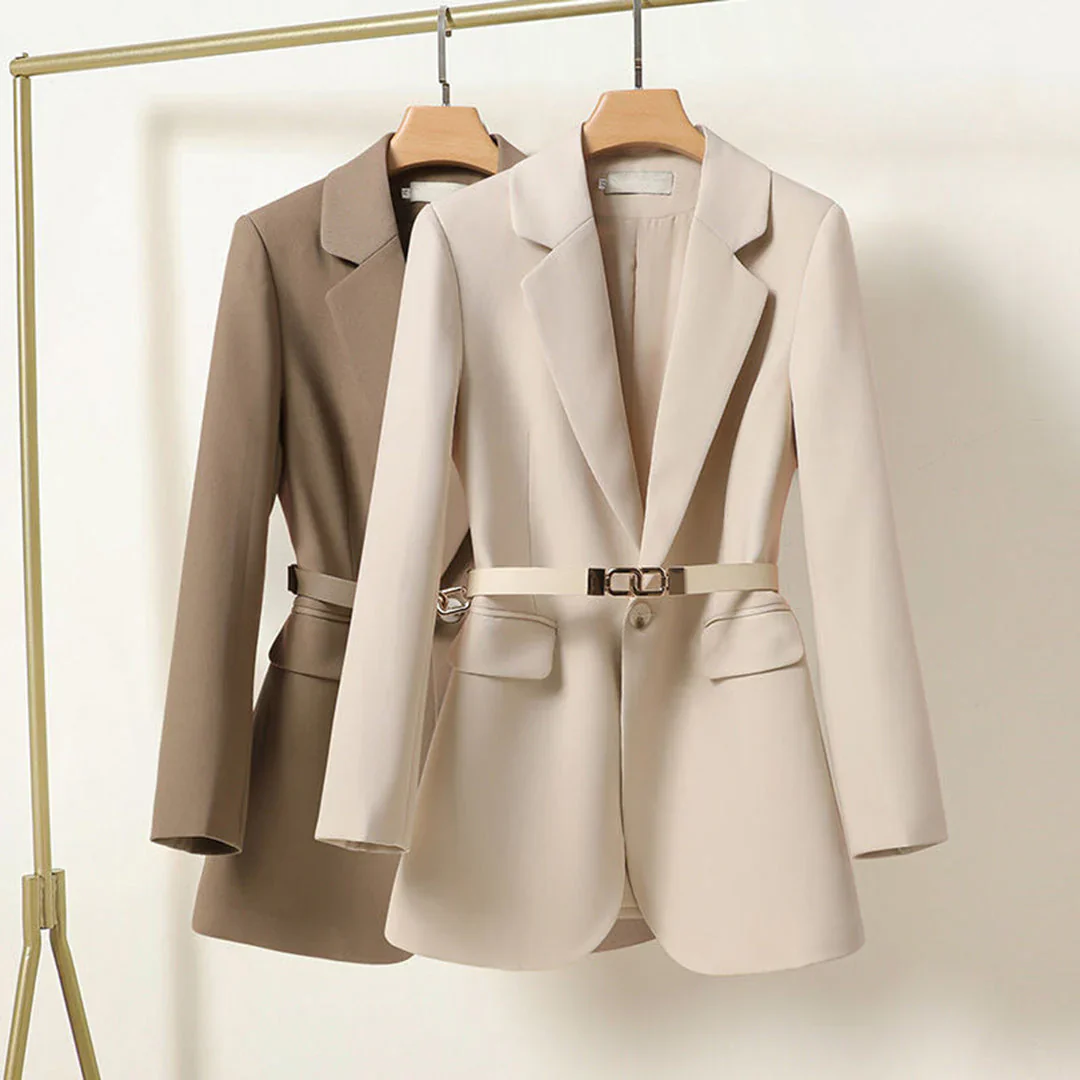 Dames Blazer Met Ceintuur Taille Model Elegant Klassiek