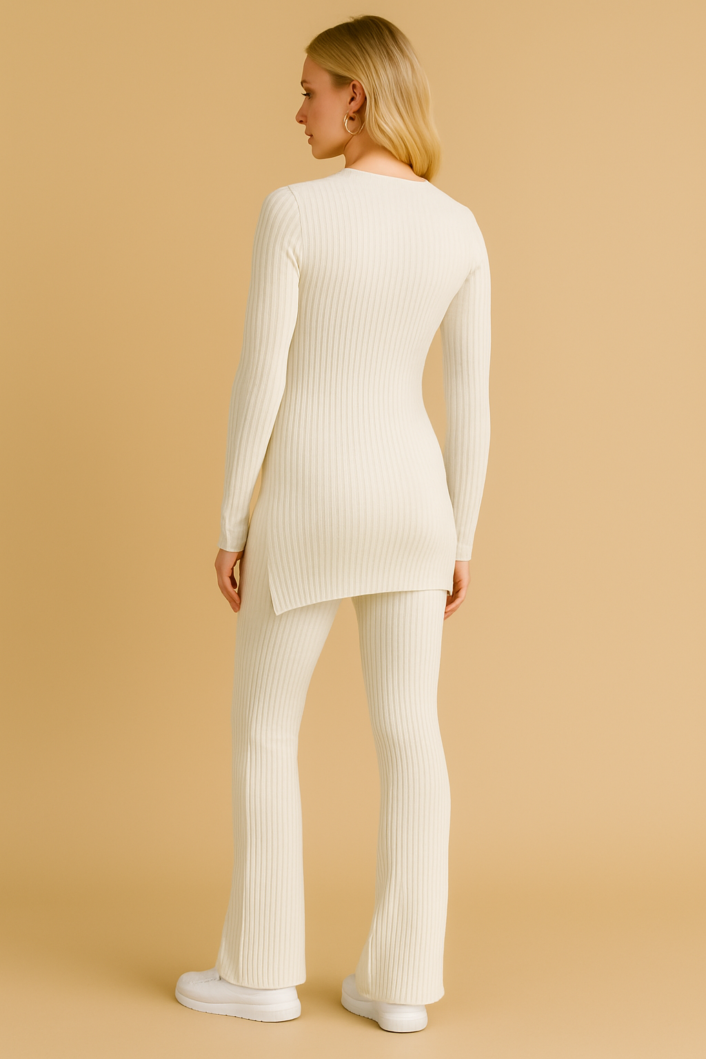 Dames 2-Delige Set Geribde Soft Stretch Broek