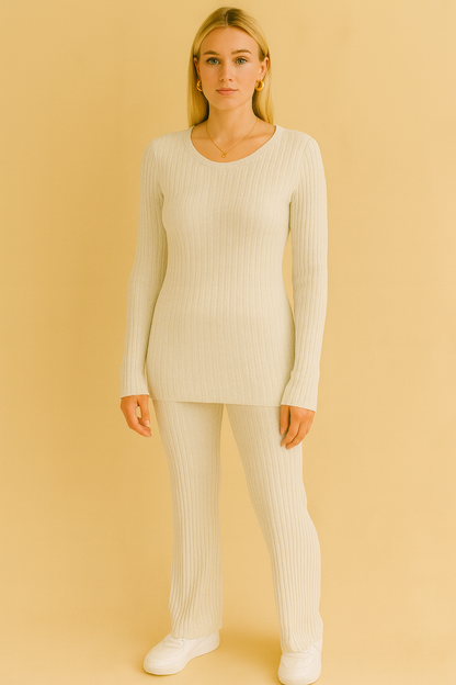 Dames 2-Delige Set Geribde Soft Stretch Broek