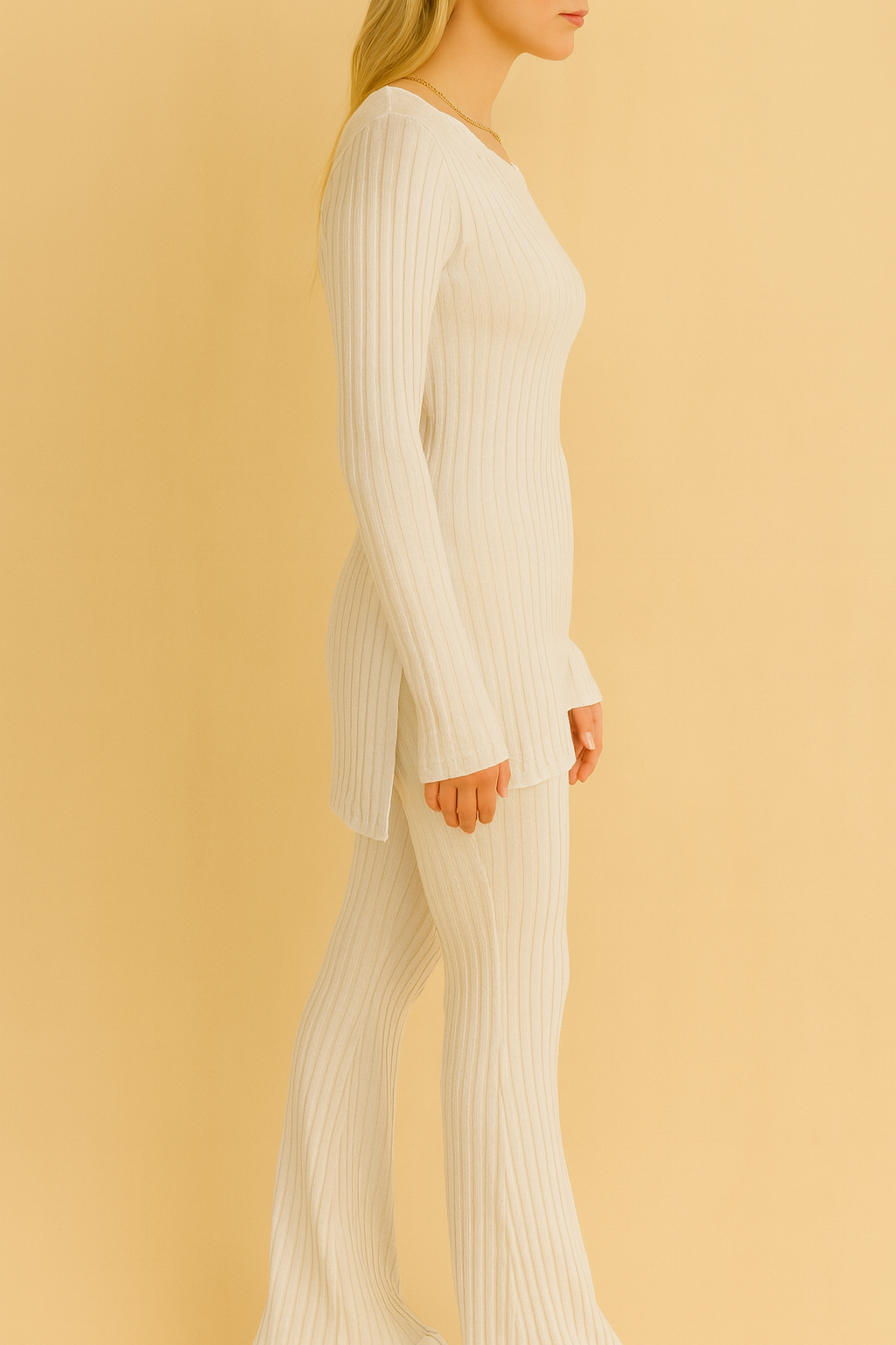 Dames 2-Delige Set Geribde Soft Stretch Broek