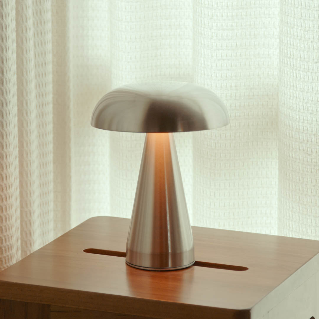 Tafellamp Draadloos Oplaadbaar USB-C Touch Dimbaar Metaal Goud Aluminium Terras