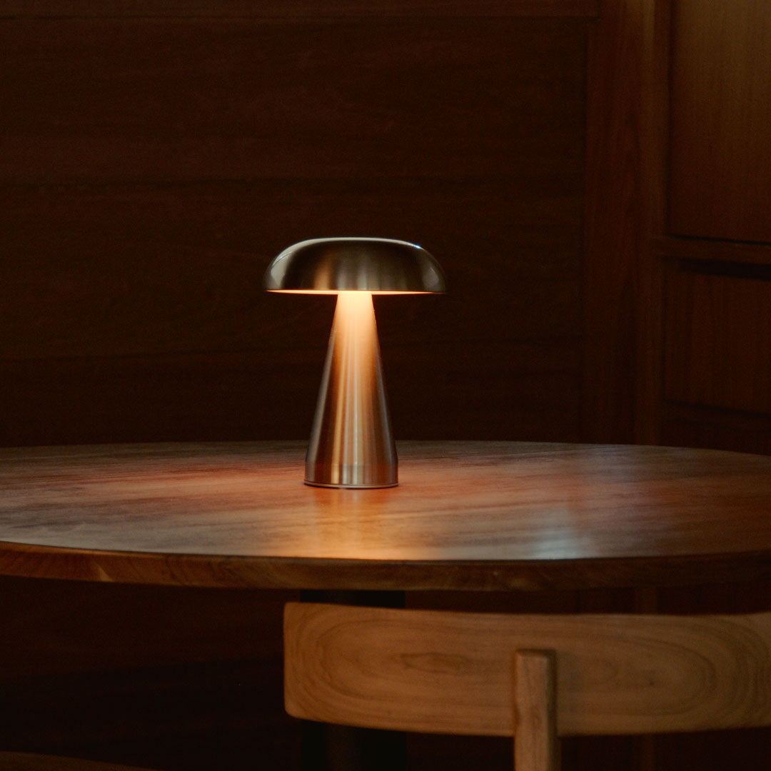 Tafellamp Draadloos Oplaadbaar USB-C Touch Dimbaar Metaal Goud Aluminium Terras