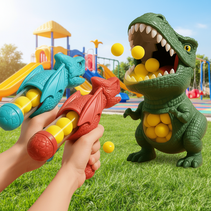 Dinosaurus Schietspel voor Kinderen met Zachte Schuimballen en Doelbord | Actief Binnen- en Buitenspeelgoed voor Hand-Oog Coördinatie
