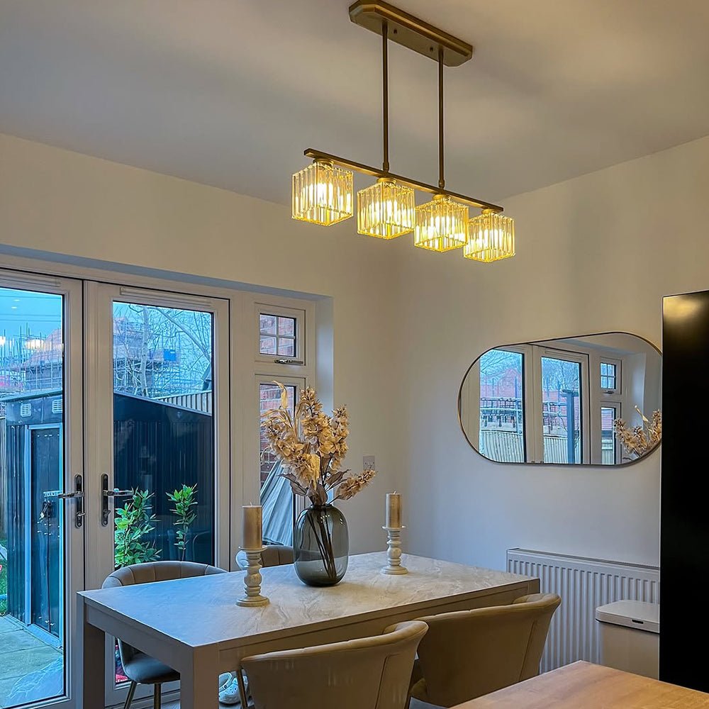 Hanglamp Eettafel Glas Zwart Goud 3 Of 4 Lichts E27 Modern