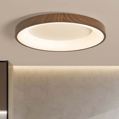 LED Plafondlamp Houtlook IJzer Acryl Rond Woonkamer Slaapkamer Hal Moderne Plafondlamp Scandinavisch Design Warm Licht