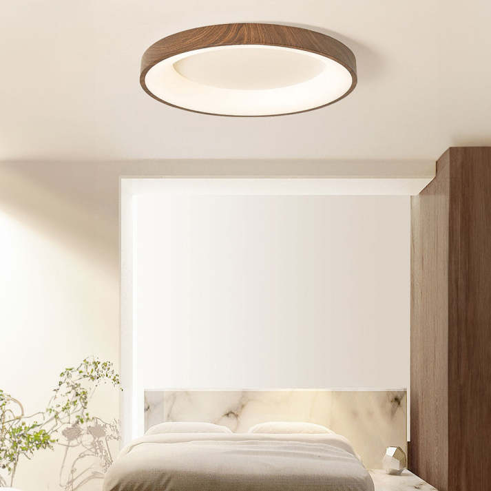 LED Plafondlamp Houtlook IJzer Acryl Rond Woonkamer Slaapkamer Hal Moderne Plafondlamp Scandinavisch Design Warm Licht