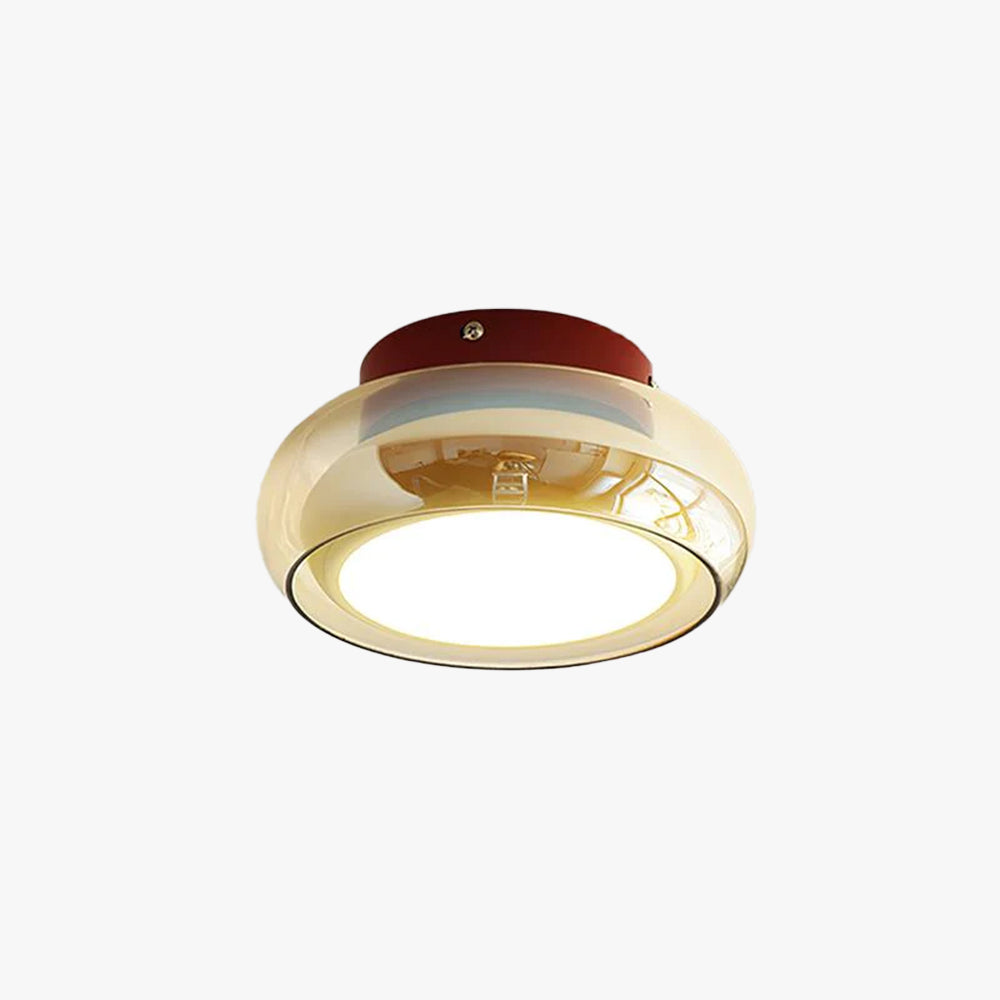 Plafondlamp Cognac Glas Metaal Rood Accent 3 Lichtkleuren LED Woonkamer Slaapkamer Luxe