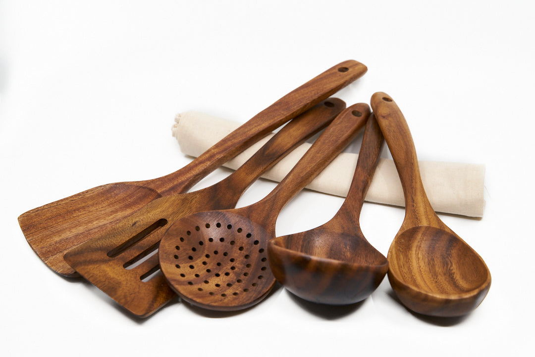 Keukengereedschap Walnouthout Naturlijk Set Spatel Lepel Kookgerei Houten Keuken Premium