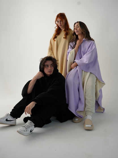 Fleece Poncho Warm en Zacht met Capuchon Luxe Kwaliteit