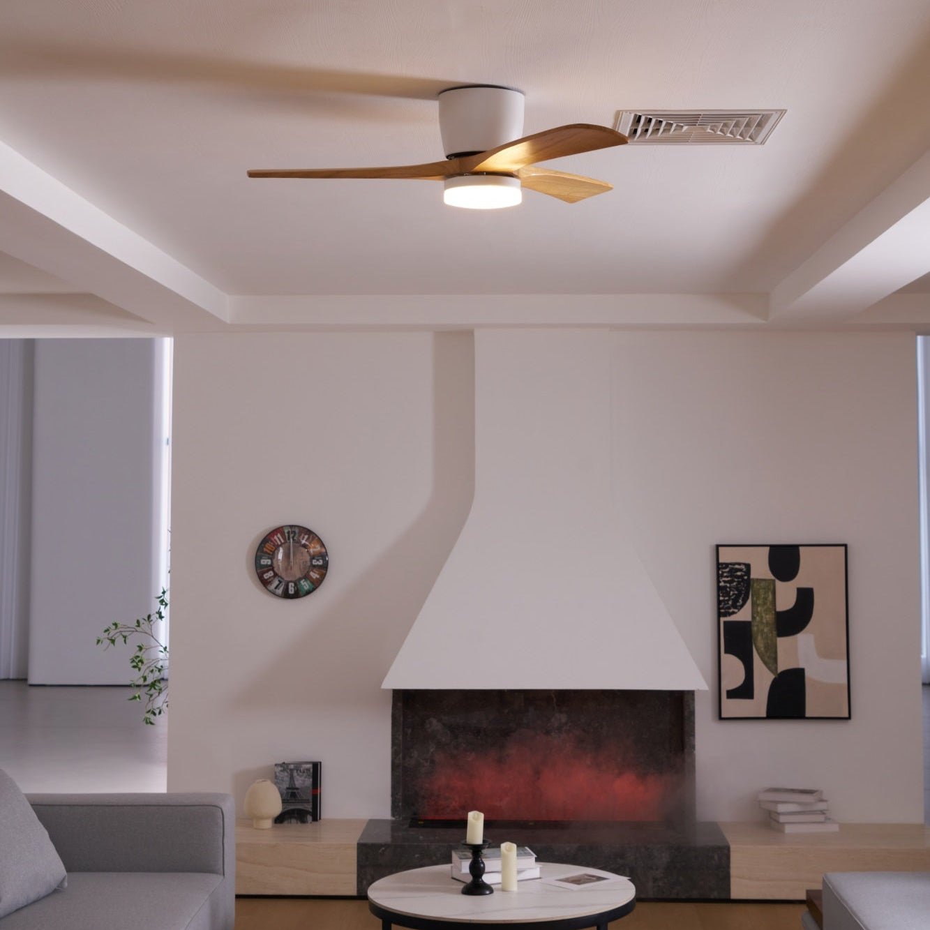Plafondventilator met led verlichting en houten bladen – Scandinavisch design