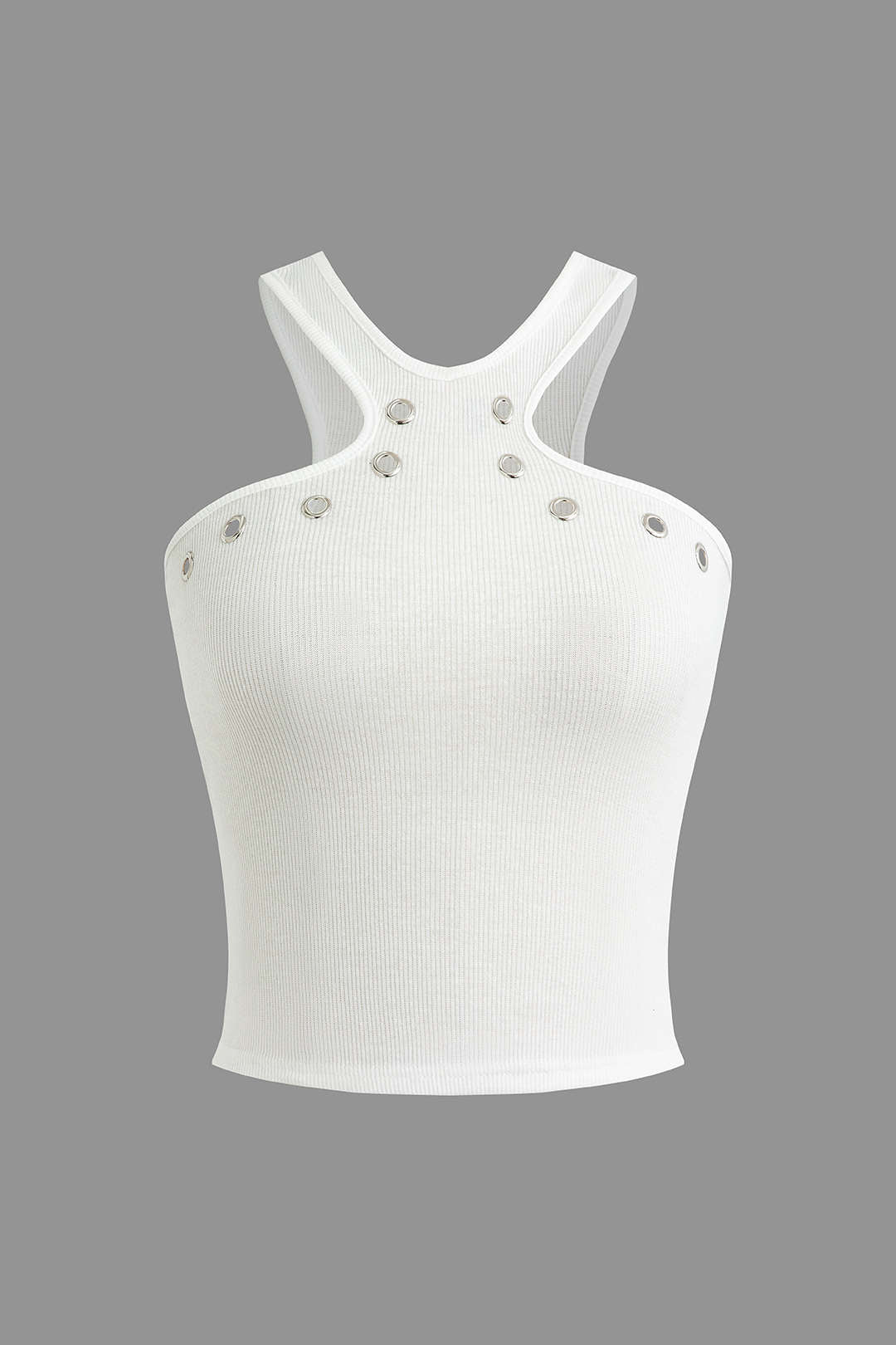 Vrouwelijke Tanktop met Cut-Outs en Nieten Zwart Wit - StudioMarella