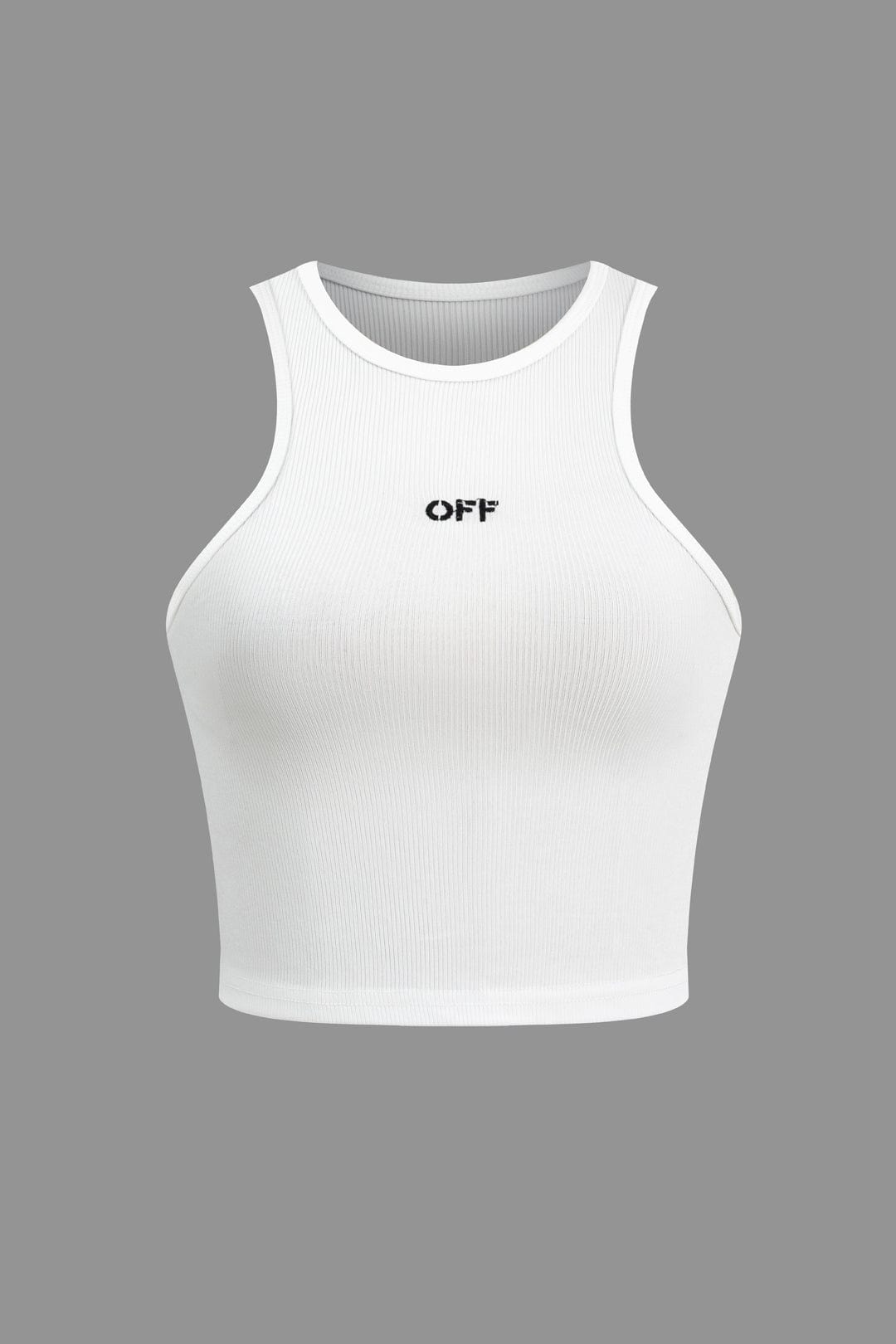 Witte Crop Top Vrouw Geribbeld Hoge Hals - StudioMarella