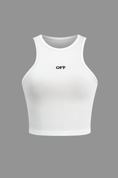 Witte Crop Top Vrouw Geribbeld Hoge Hals - StudioMarella