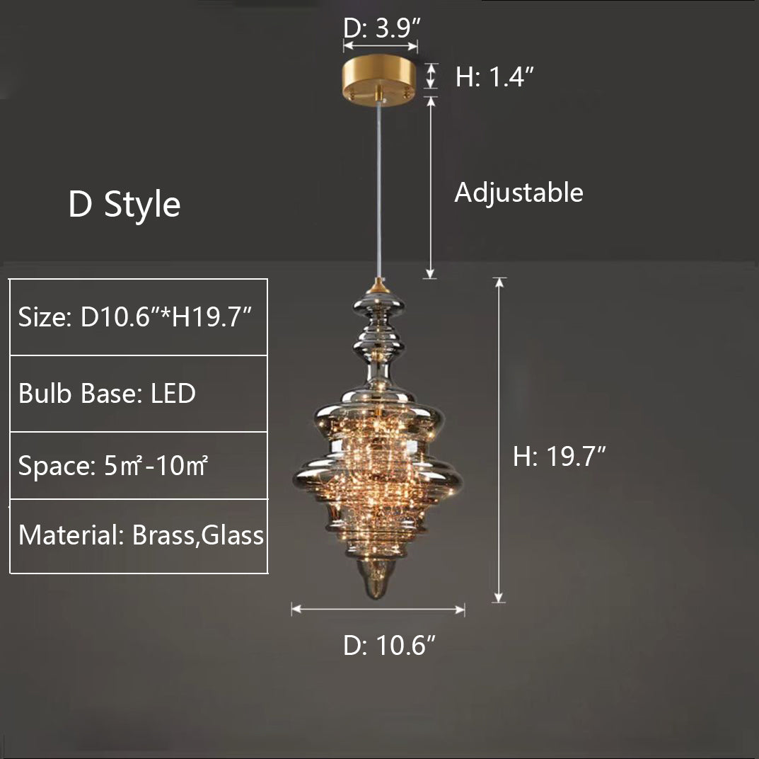 Grijze glazen hanglamp met sterrenhemel-effect voor eetkamer, bar of keukeneiland