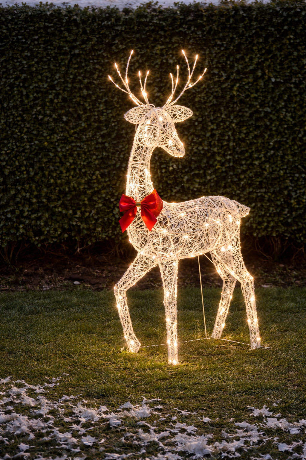 Verlichte Rendierenfamilie Decoratie Rotan Design Voor Tuin Gouden Finish Outdoor Kerstverlichting Set 3-Delig