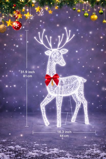 Verlichte Rendierenfamilie Decoratie Rotan Design Voor Tuin Gouden Finish Outdoor Kerstverlichting Set 3-Delig