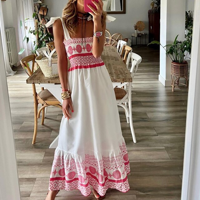 Vrouwenjurk Roze Boho Chic Jurk Zomerjurk