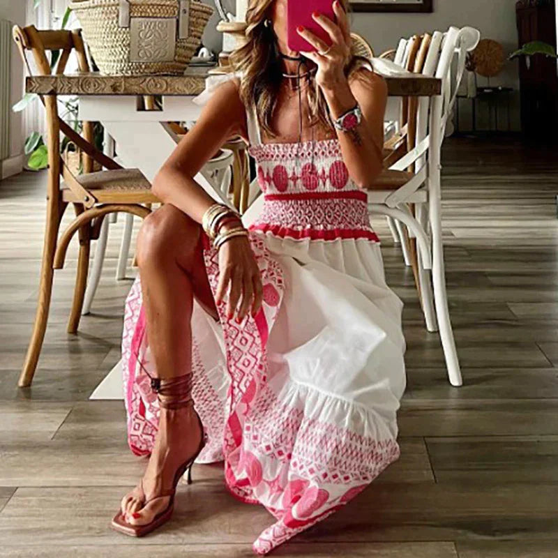 Vrouwenjurk Roze Boho Chic Jurk Zomerjurk