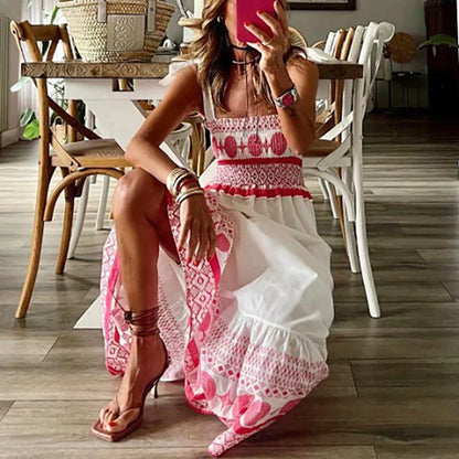 Vrouwenjurk Roze Boho Chic Jurk Zomerjurk