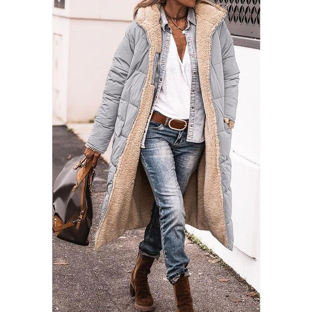 Warme Gevoerde Winterjas voor Vrouw Omkeerbaar