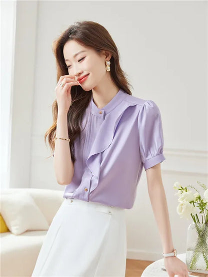 Vrouwen Blouse Zomerse Korte Mouw Lichtgewicht