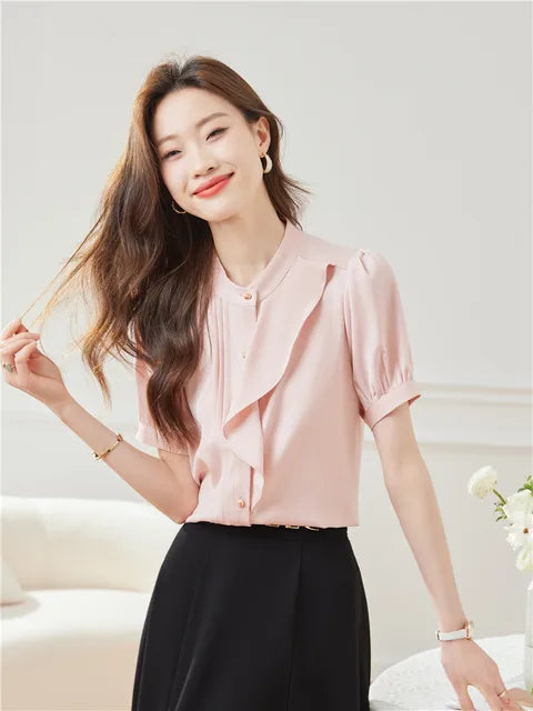 Vrouwen Blouse Zomerse Korte Mouw Lichtgewicht