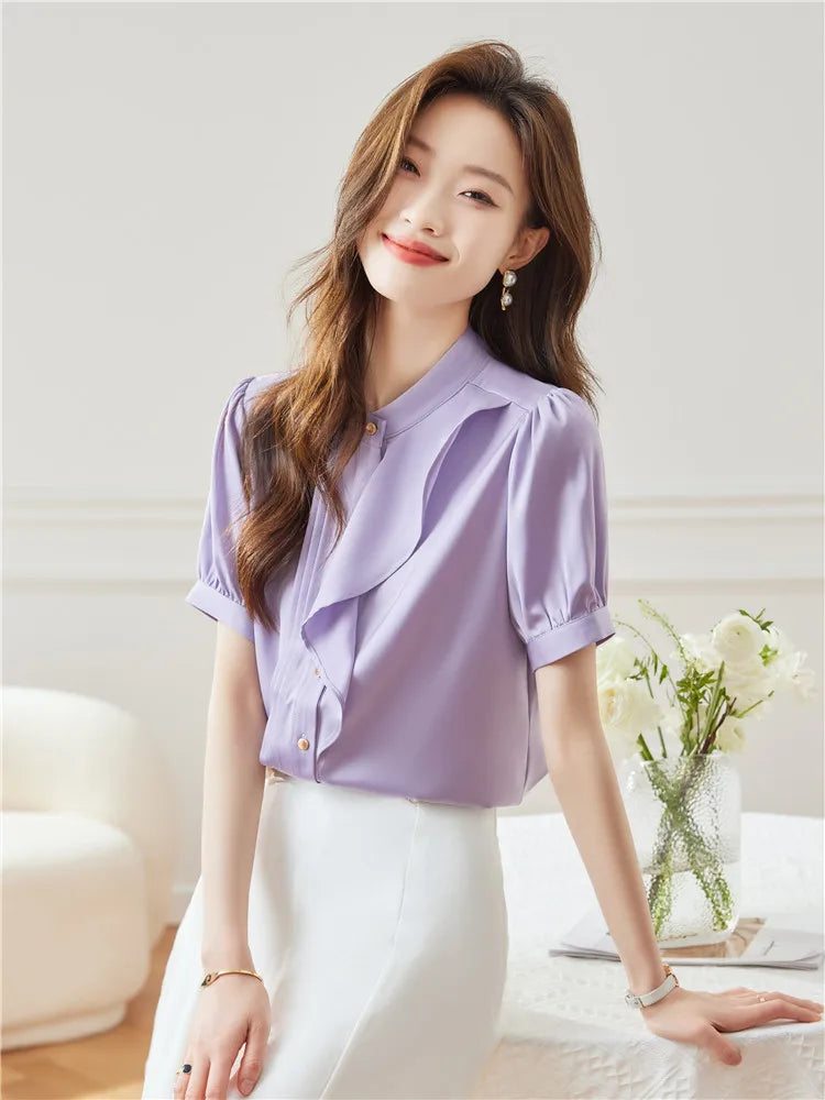 Vrouwen Blouse Zomerse Korte Mouw Lichtgewicht