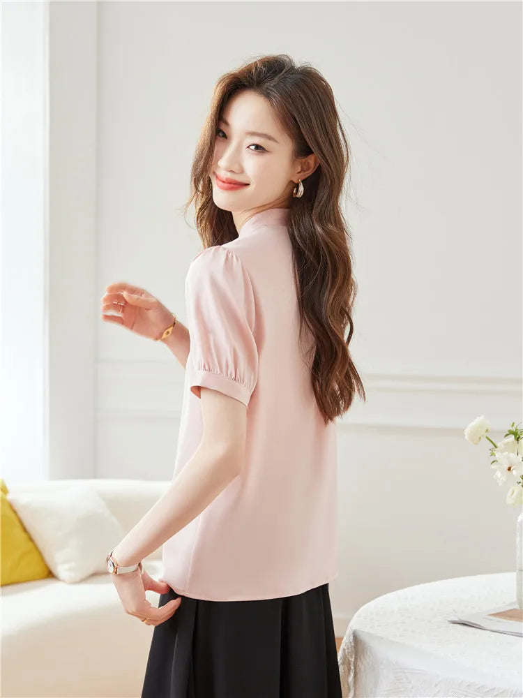 Vrouwen Blouse Zomerse Korte Mouw Lichtgewicht