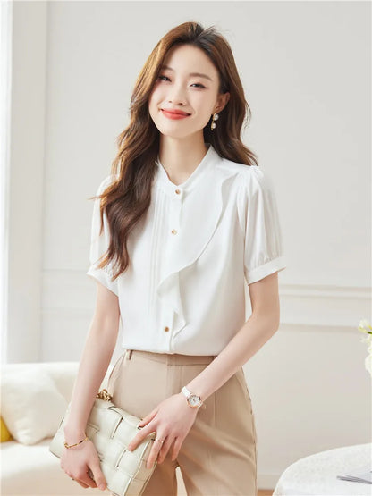 Vrouwen Blouse Zomerse Korte Mouw Lichtgewicht