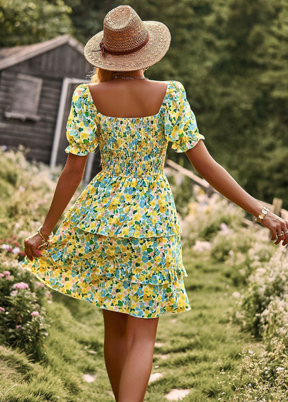 Dames Bohemian Bloemen Pofmouw Jurk - Sienna