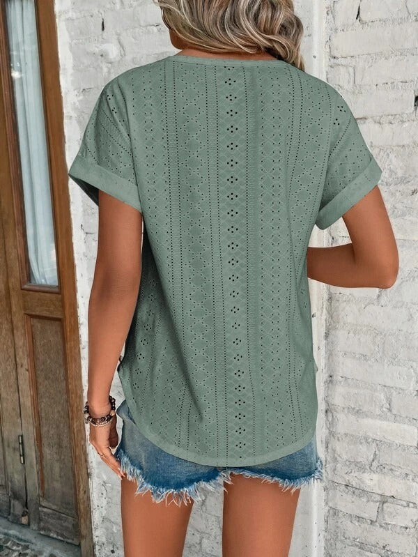 Dames T-shirt Elegante Casual Look met Oogjes - StudioMarella