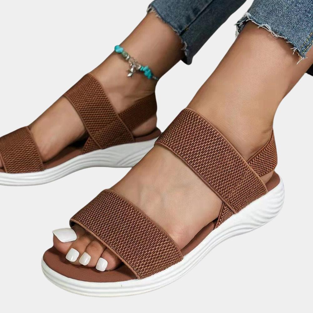Dames Sandalen Met Riemen Plat Elegant Leer - StudioMarella