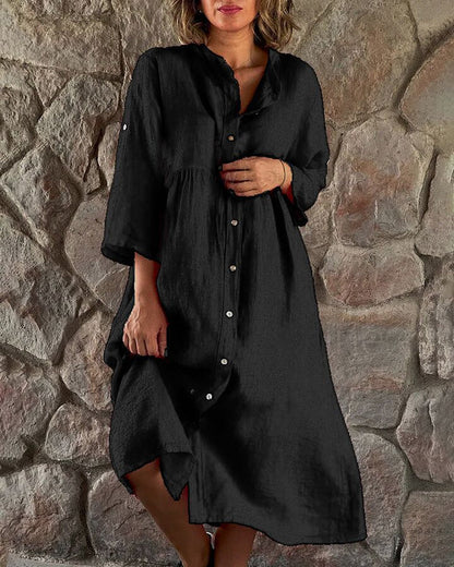 Dames Zomerjurk Midi Comfortabel met Knopen voor Zomerse Dagen - StudioMarella