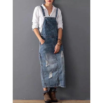 Blauwe Jeans Jurk Dames Midi Lengte Comfortabel - StudioMarella