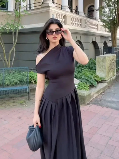 Groene Jurk met Patchwork Plooien Zomer 2024