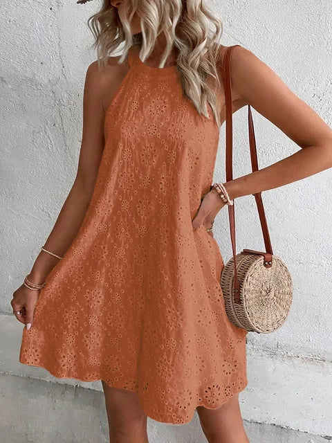 Witte Zomerjurk Dames Mouwloos Feestjurk Mini Jurk