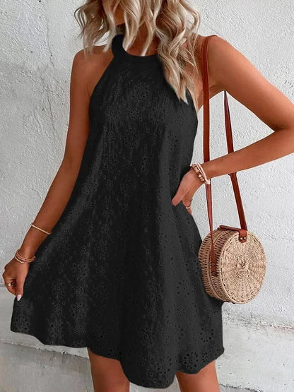 Witte Zomerjurk Dames Mouwloos Feestjurk Mini Jurk