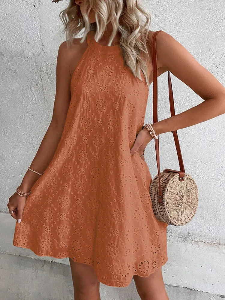Witte Zomerjurk Dames Mouwloos Feestjurk Mini Jurk
