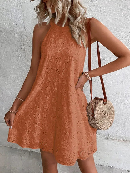 Witte Zomerjurk Dames Mouwloos Feestjurk Mini Jurk