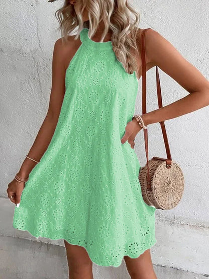 Witte Zomerjurk Dames Mouwloos Feestjurk Mini Jurk
