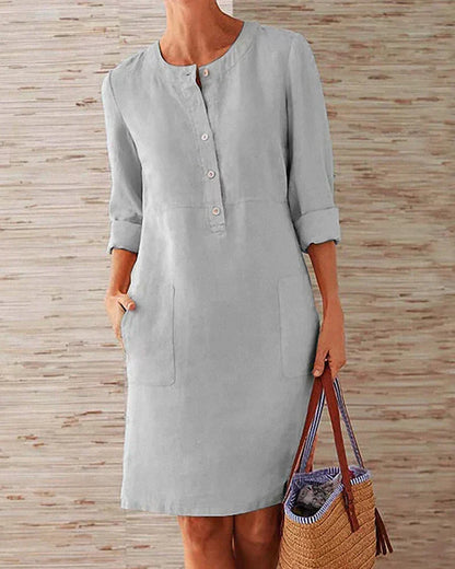 Dames Elegante Monochrome Stijl 3/4 Mouwen Mini Zomerjurk - Aurora